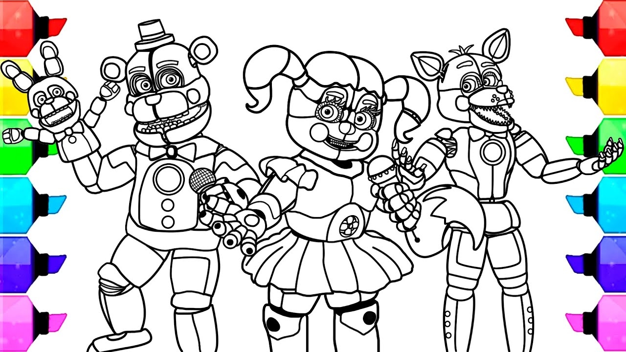 FNAF Help Wanted 2 Coloring Pages How To COLOR Circus Baby Funtime Freddy And Funtime Foxy YouTube
