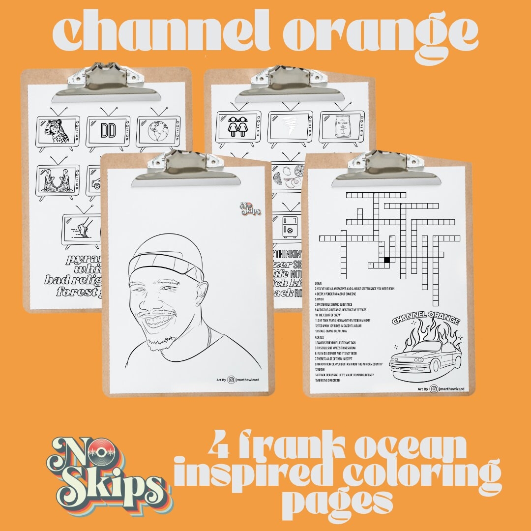 Frank Ocean Coloring Pages Channel Orange Color And Crossword Etsy