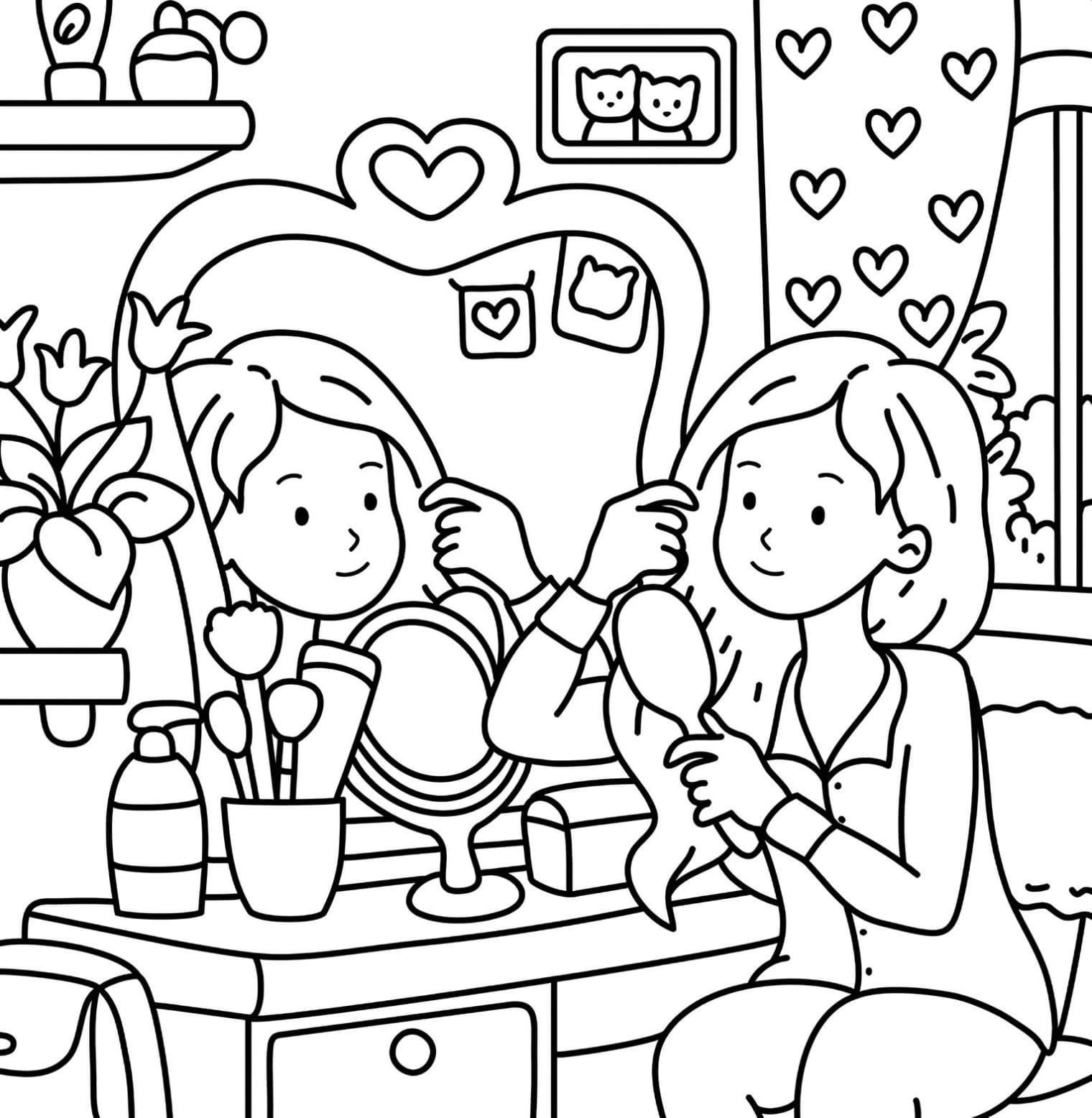 Free Cozy Girl Coloring Pages PDF Printable For Adults And Kids