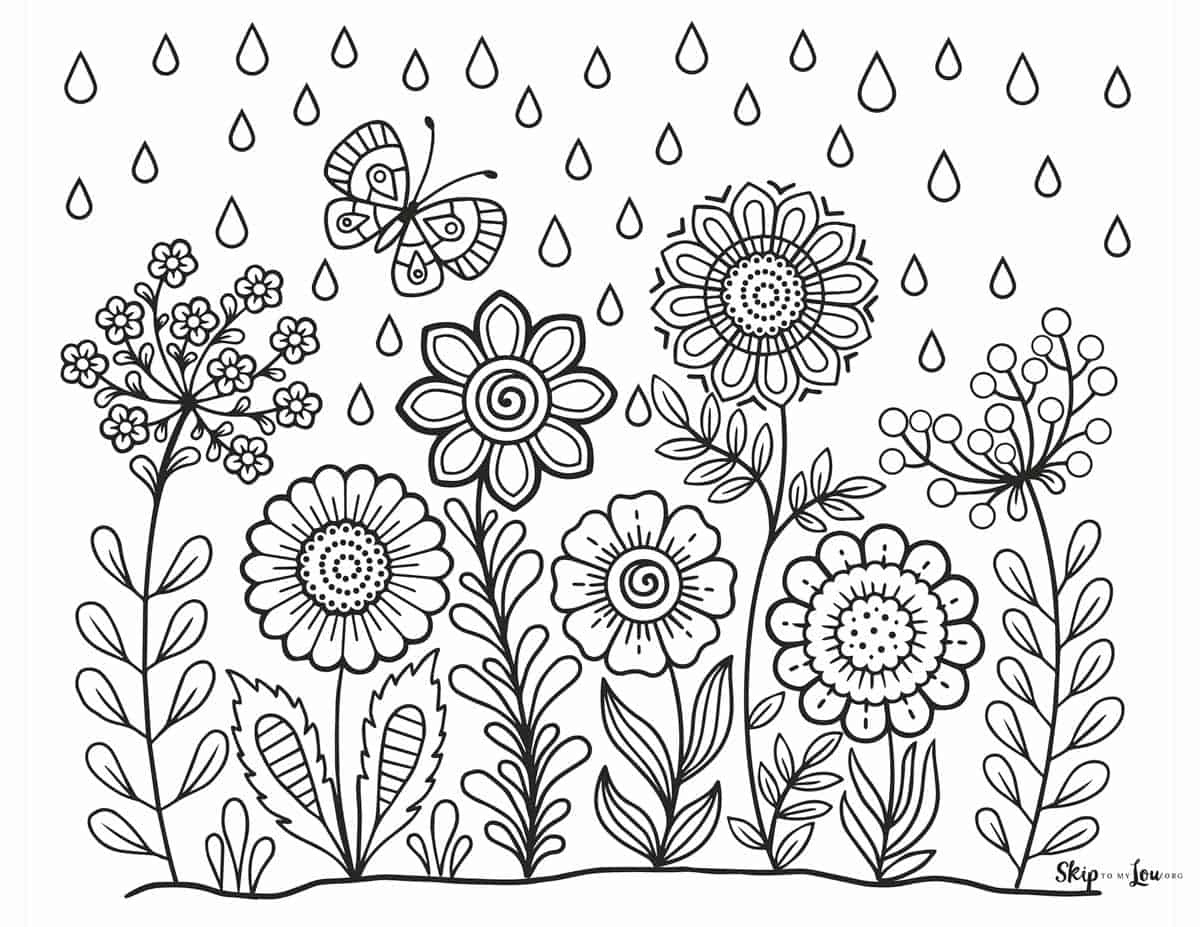 free printable flower colouring pages