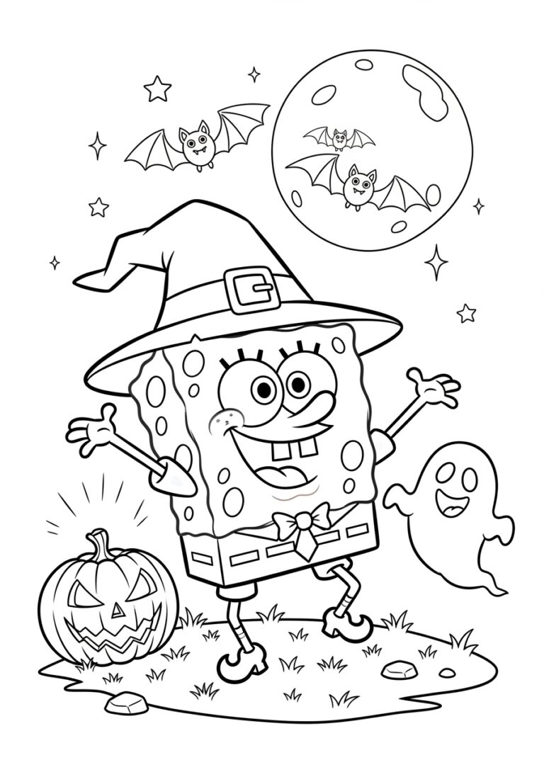 Free Printable SpongeBob Halloween Coloring Pages