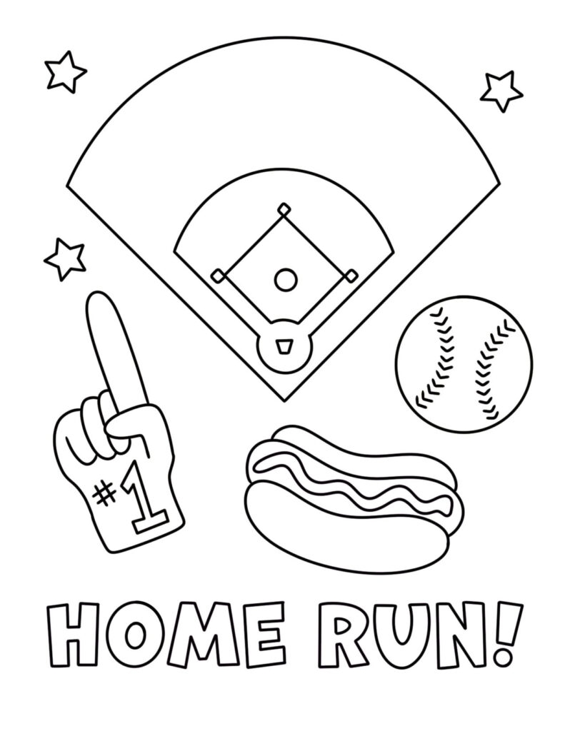 baseball coloring sheets free