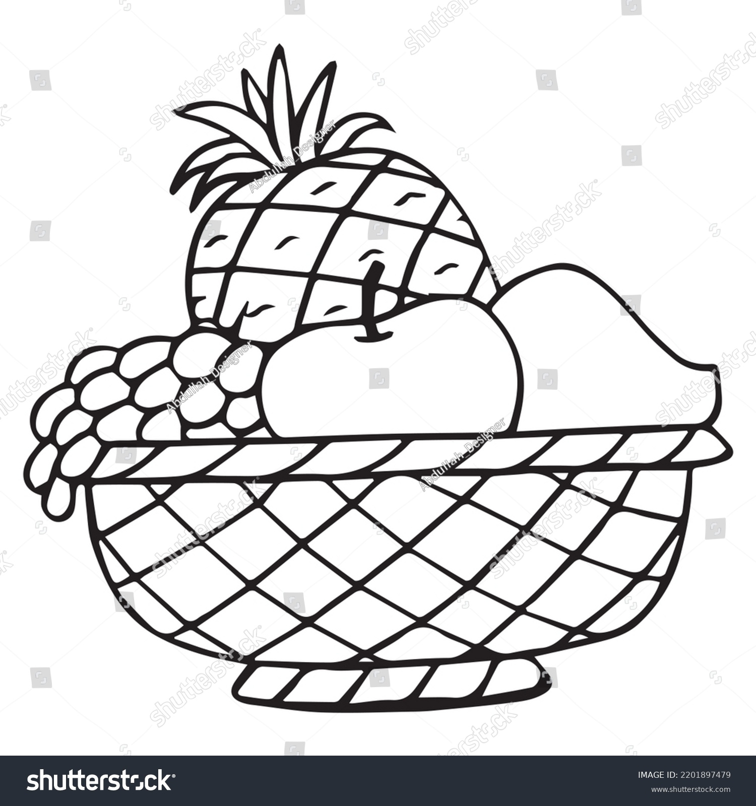 coloring pages fruit basket