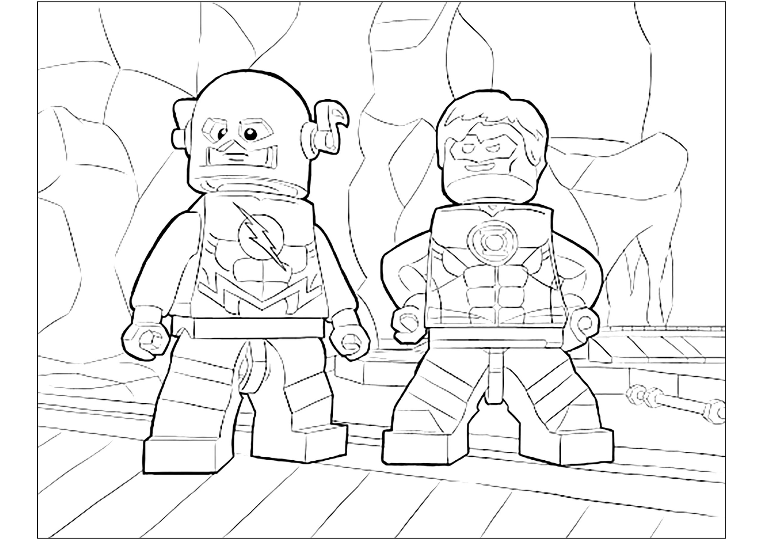 Green Lantern With Flash Lego Version Green Lantern Coloring Pages
