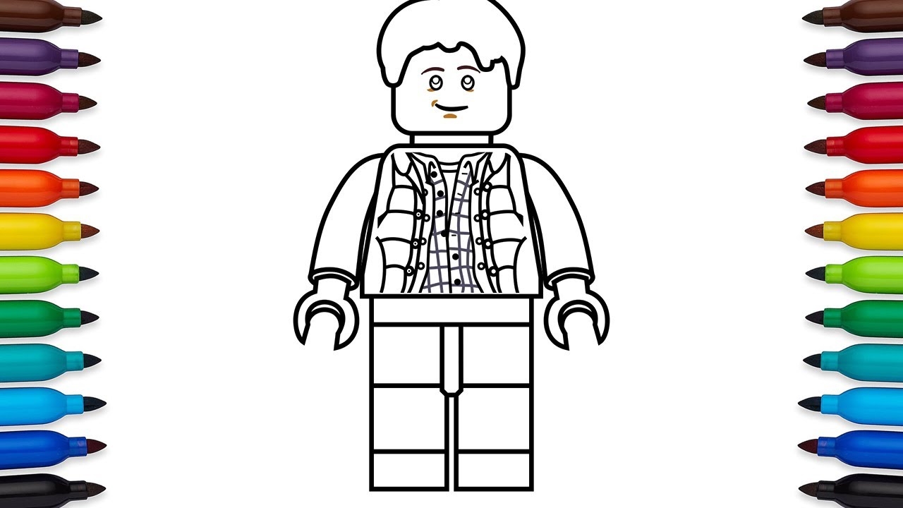 How To Draw Lego Marty McFly From Back To The Future Coloring Pages YouTube