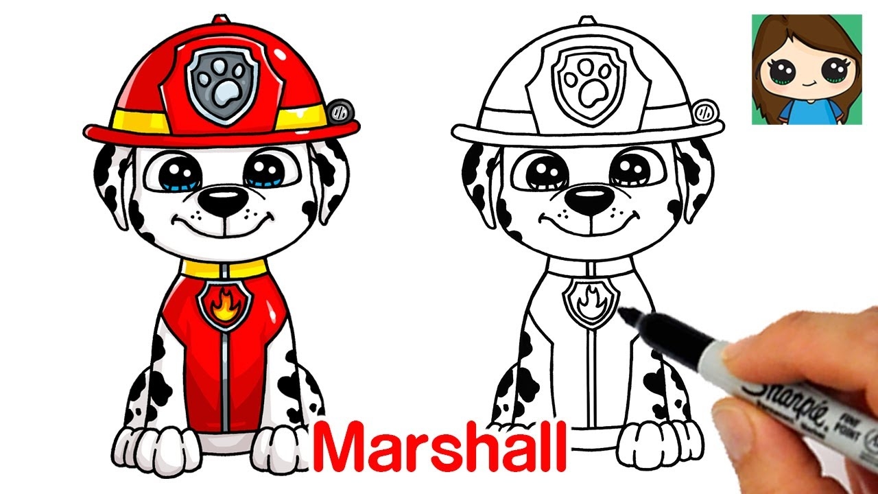 How To Draw Marshall Paw Patrol YouTube