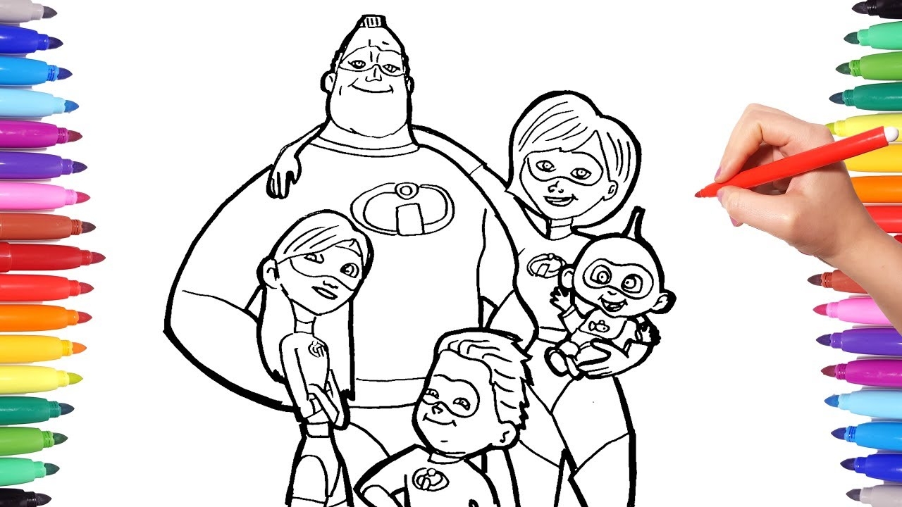 INCREDIBLES 2 Coloring Pages Coloring Mr Incredible Elastigirl Violet Flash Jack The Incredibles YouTube