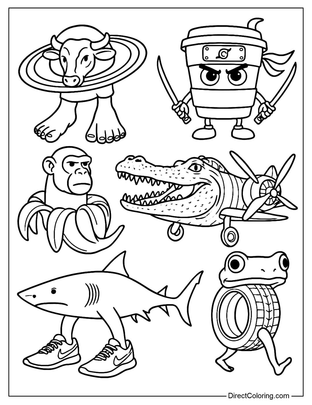 Italian Brainrot Coloring Pages Free PDF To Download And Print