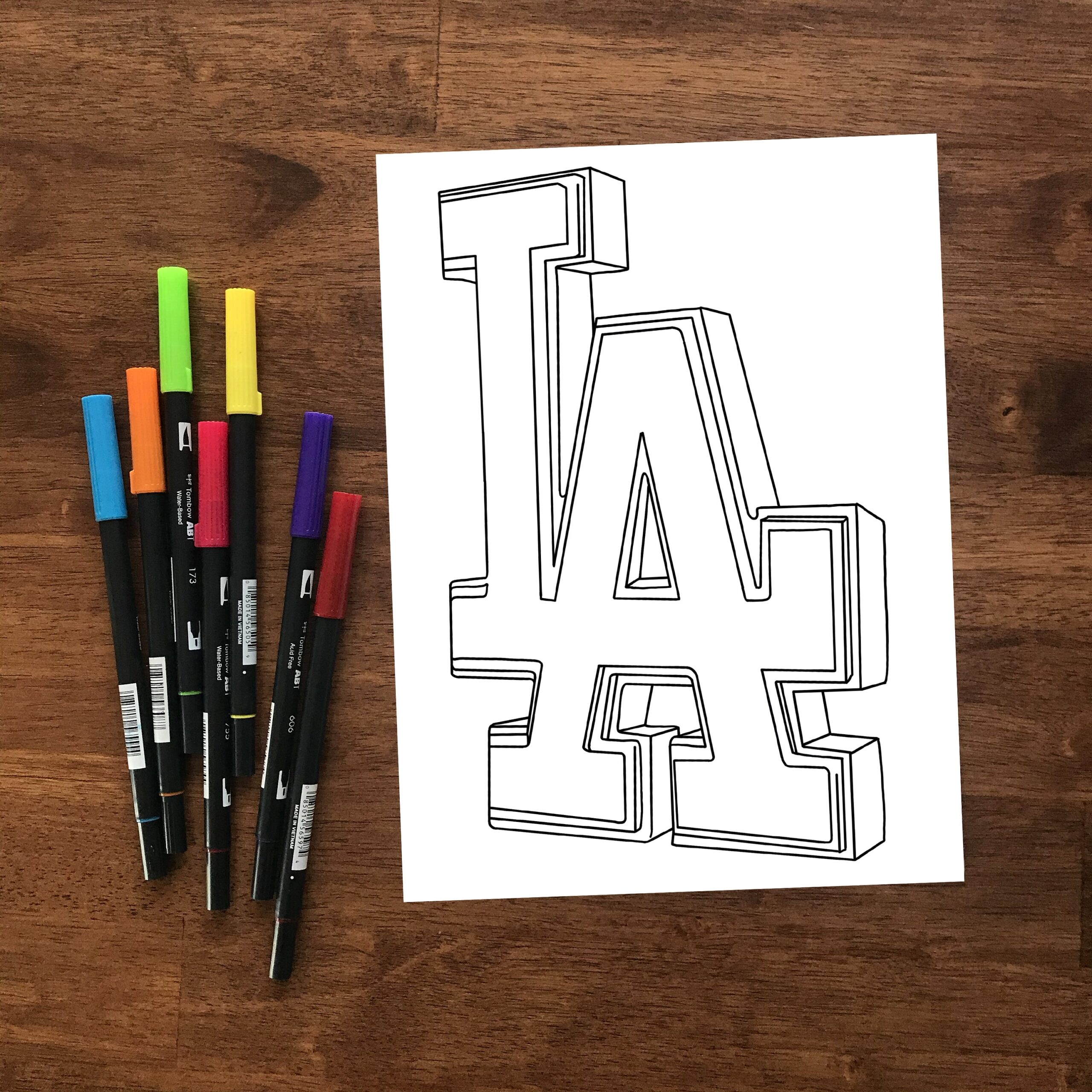 LA Dodgers Inspired Coloring Sheet Instant Digital Download Etsy LA Dodgers Inspired Coloring Sheet Instant Digital Download Etsy