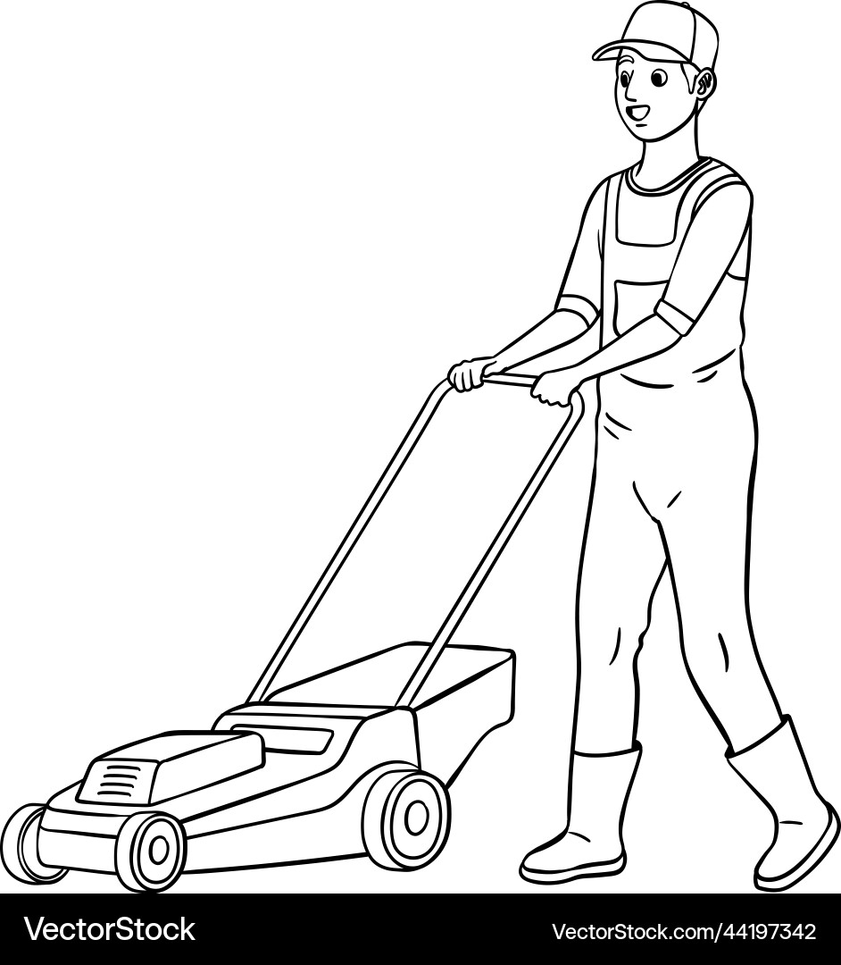 Lawn Mower Isolated Coloring Page For Kids Royalty Free Vector VectorStock