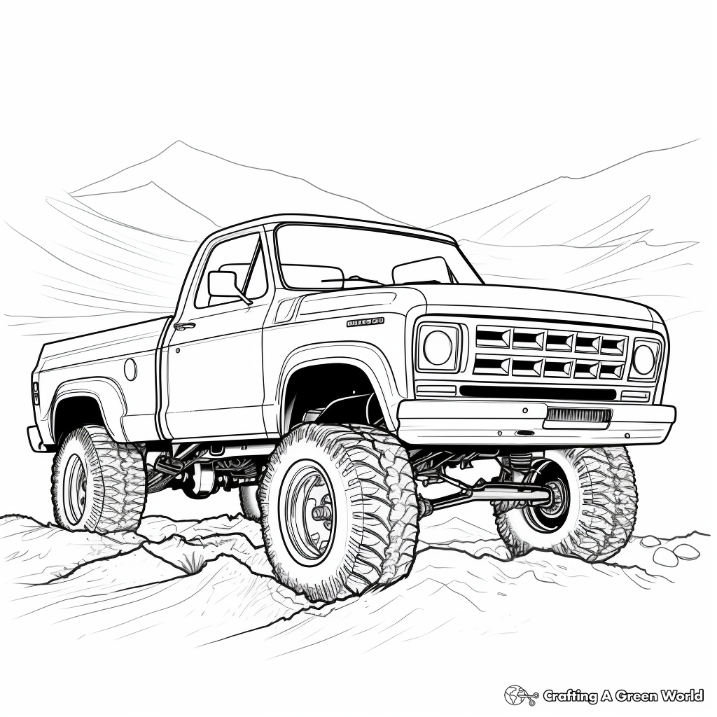 Lifted Truck Coloring Pages Free Printable 