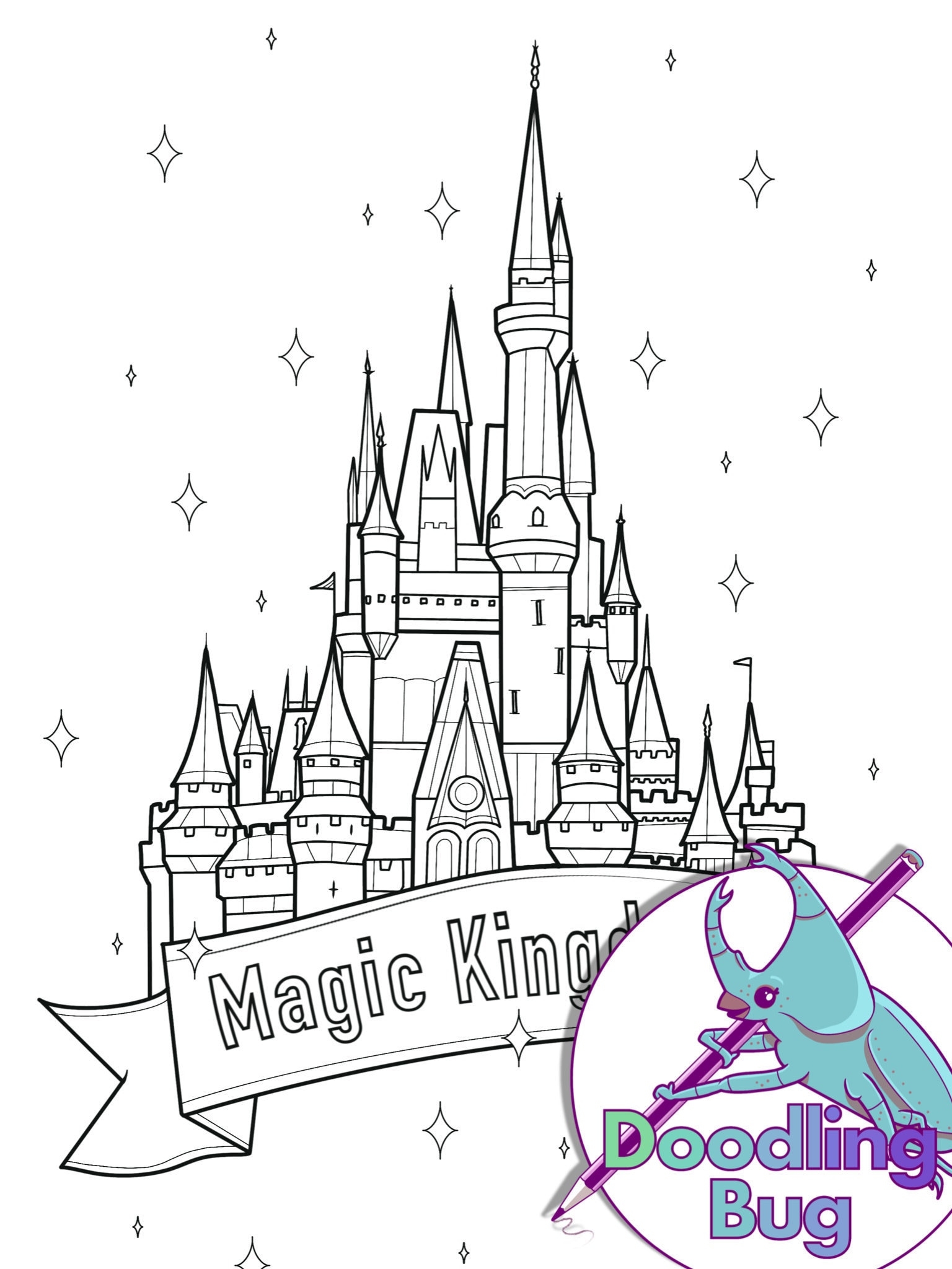 Magic Kingdom Castle Colouring Page Etsy