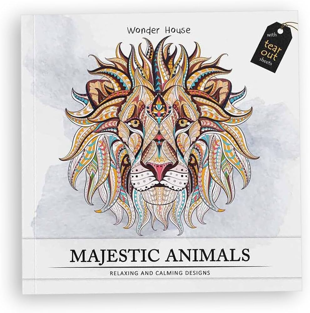 Majestic Animals Colouring Books For Adults With Tear Out Sheets Wonder House Books 9789386538598 Amazon Books