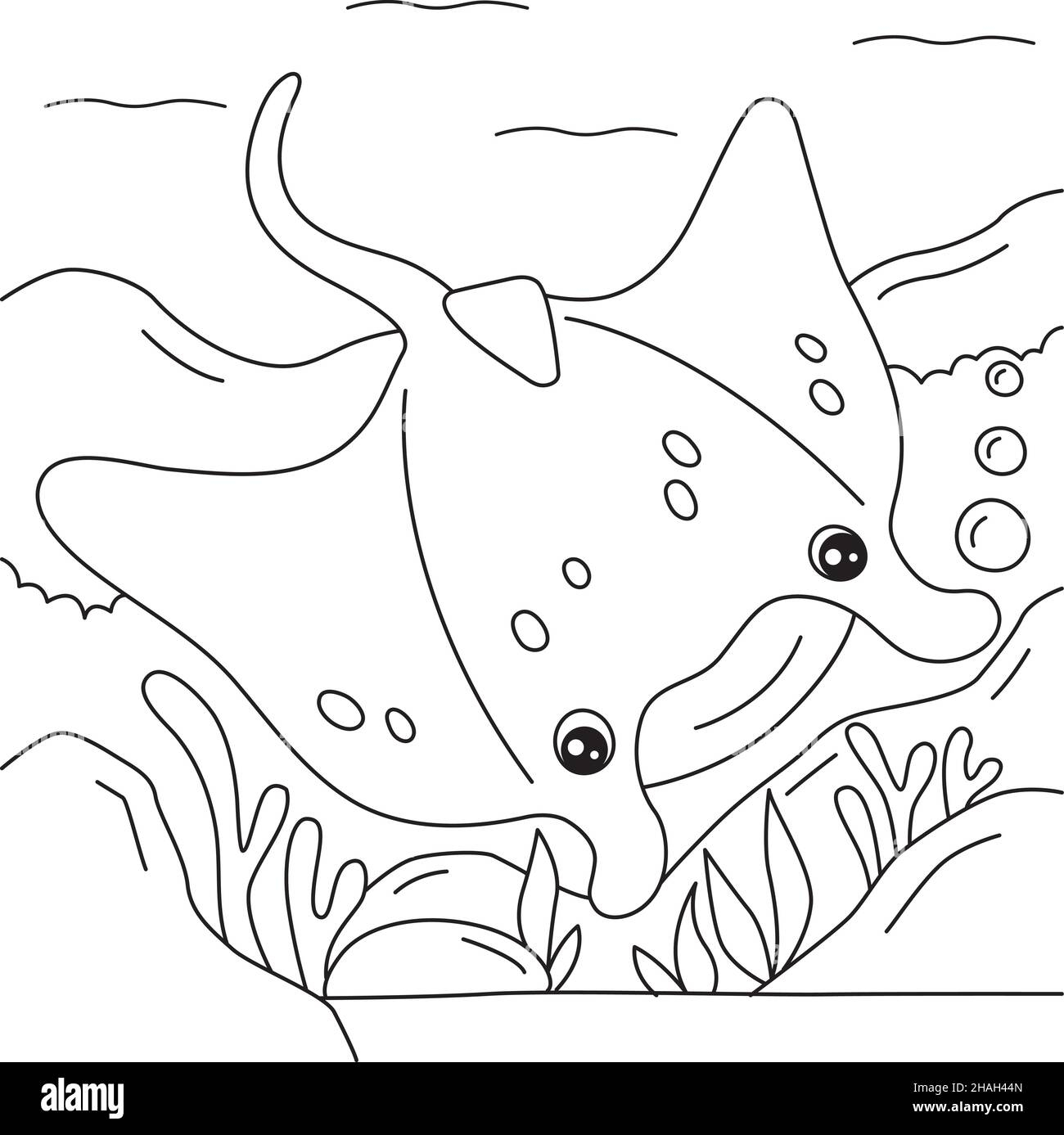 Manta Ray Coloring Page For Kids Stock Vector Image Art Alamy