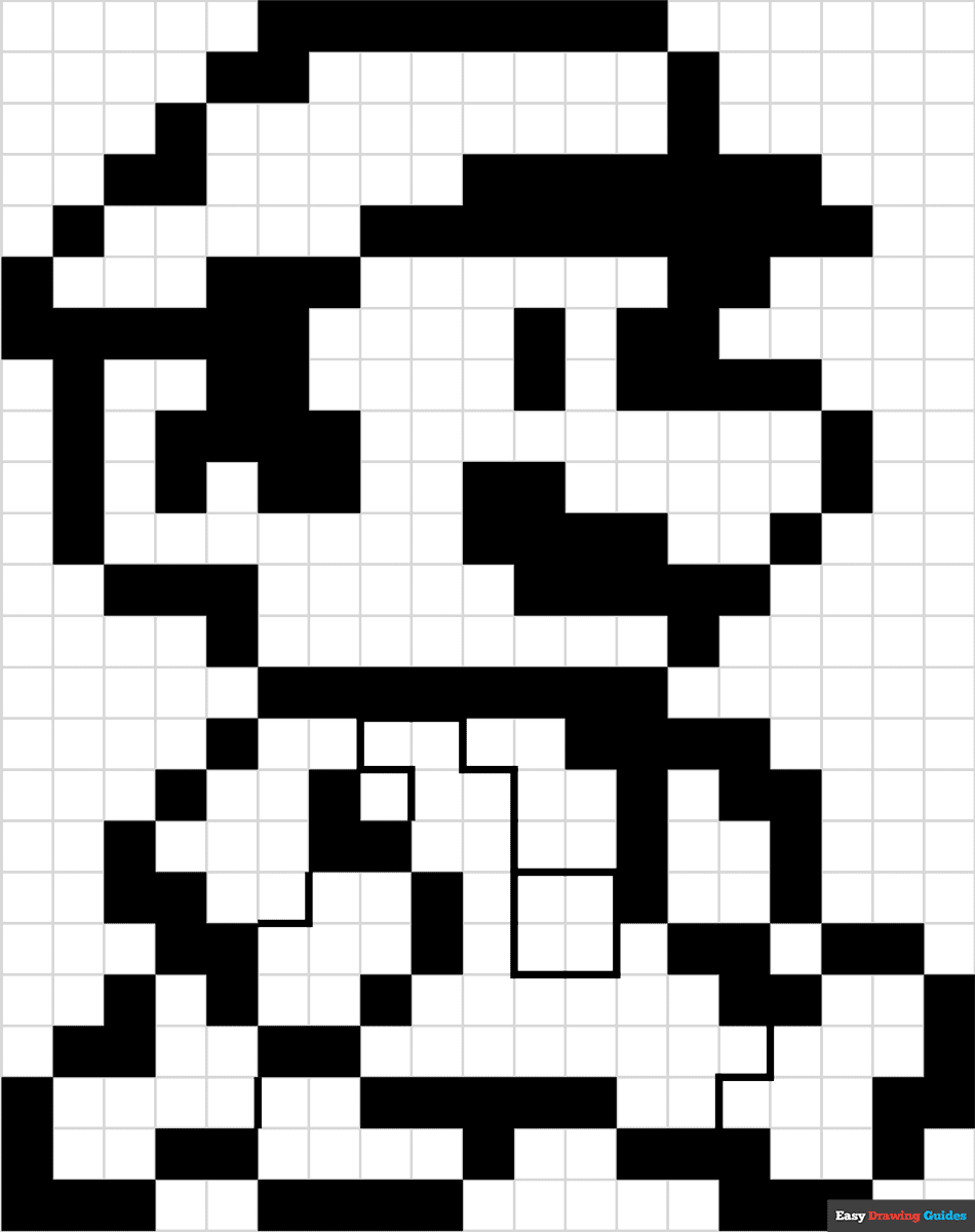 Mario Pixel Art Coloring Page Easy Drawing Guides