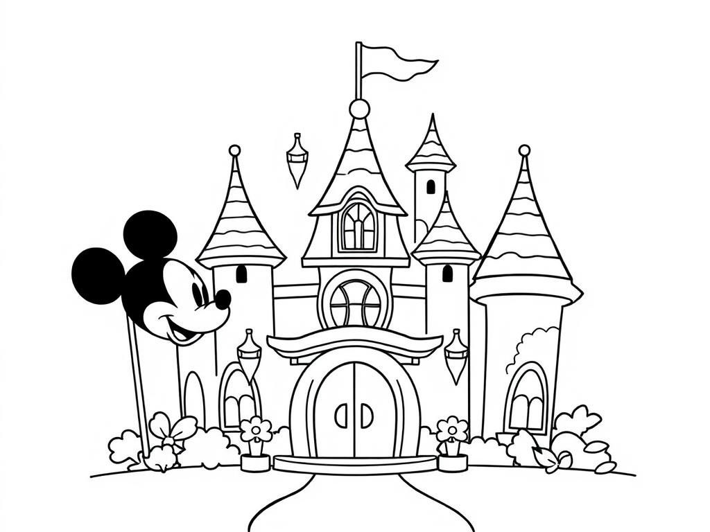 Mickey Mouse Castle Coloring Page Free Printable Coloring Page