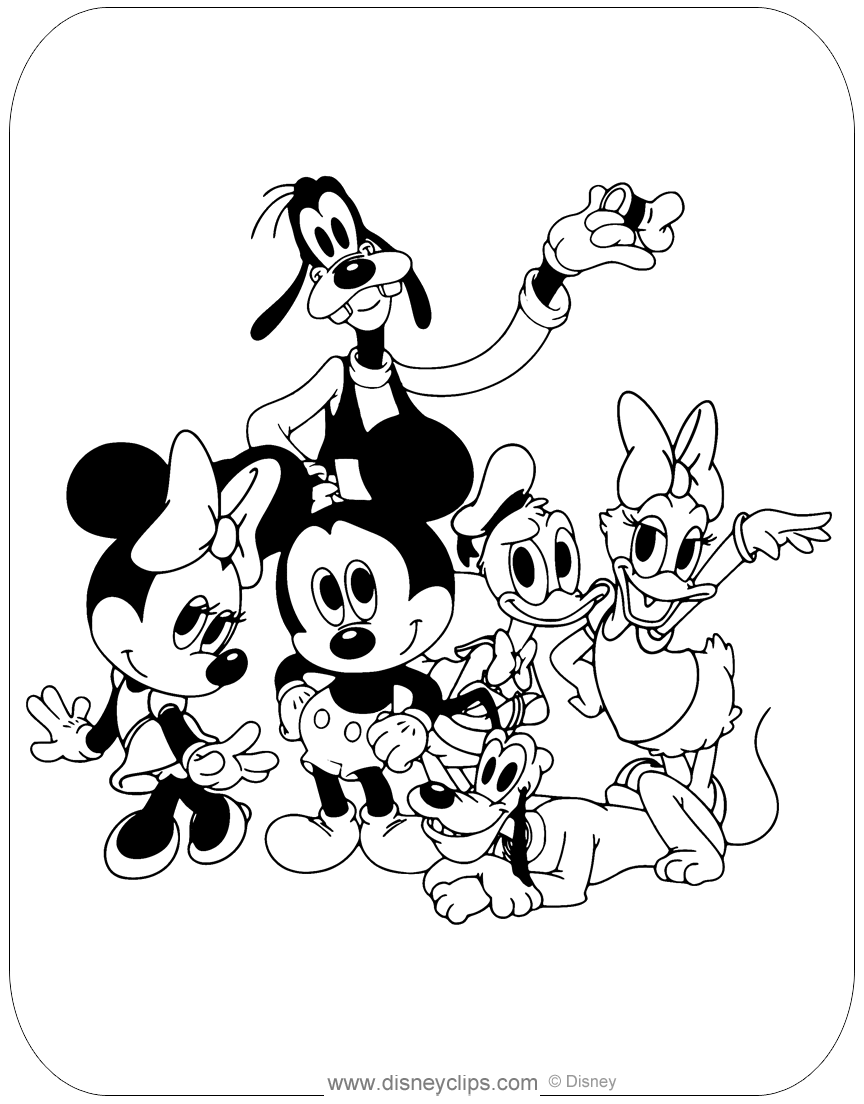 mickey and friends colouring pages