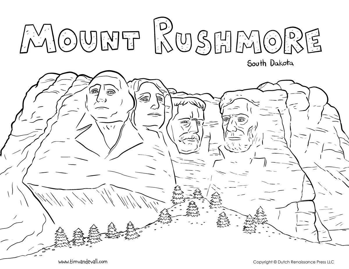 Mount Rushmore Coloring Page Tim s Printables