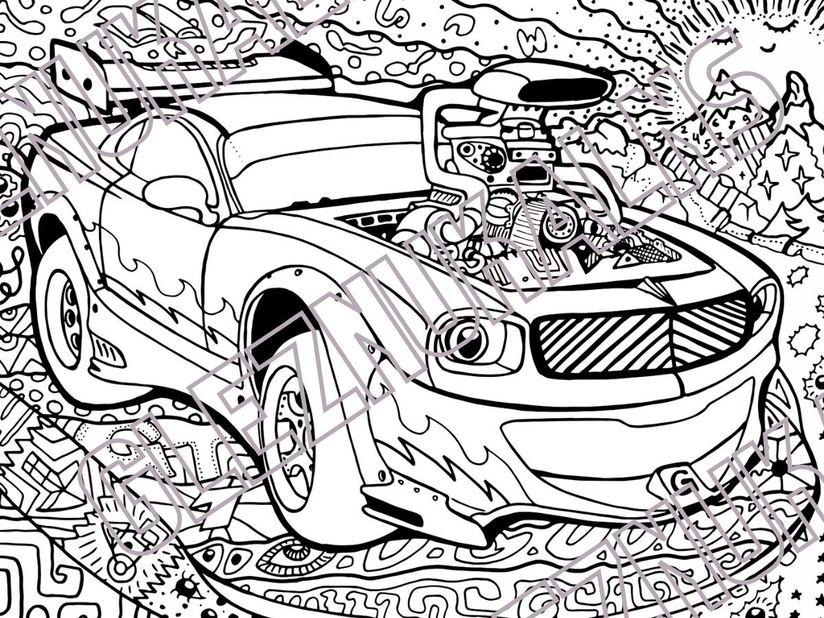 Muscle Car Coloring Pages 33 Hand drawn Designs Digital Download Etsy