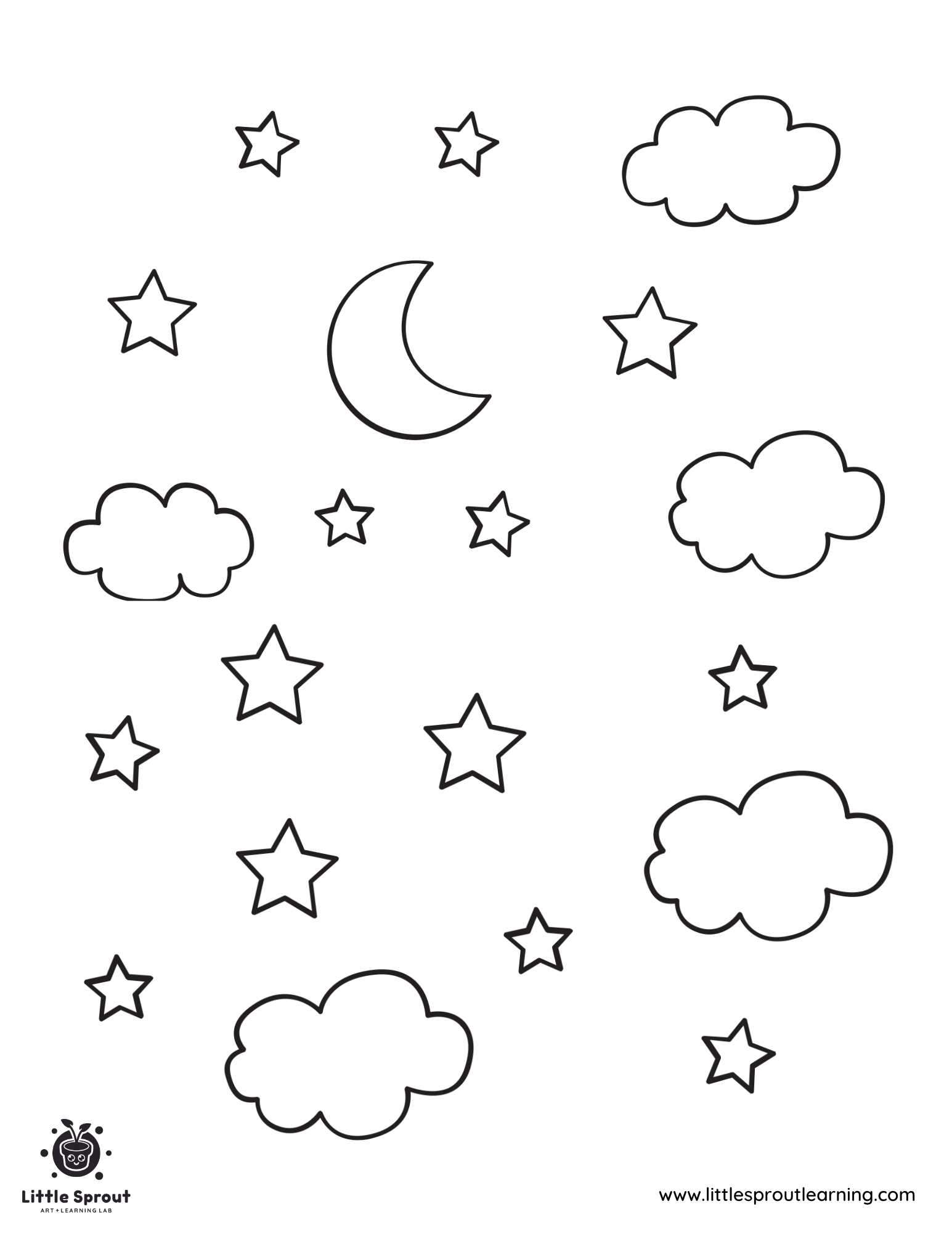 Night Sky Star Coloring Page Little Sprout Art Night Sky Star Coloring Page Little Sprout Art