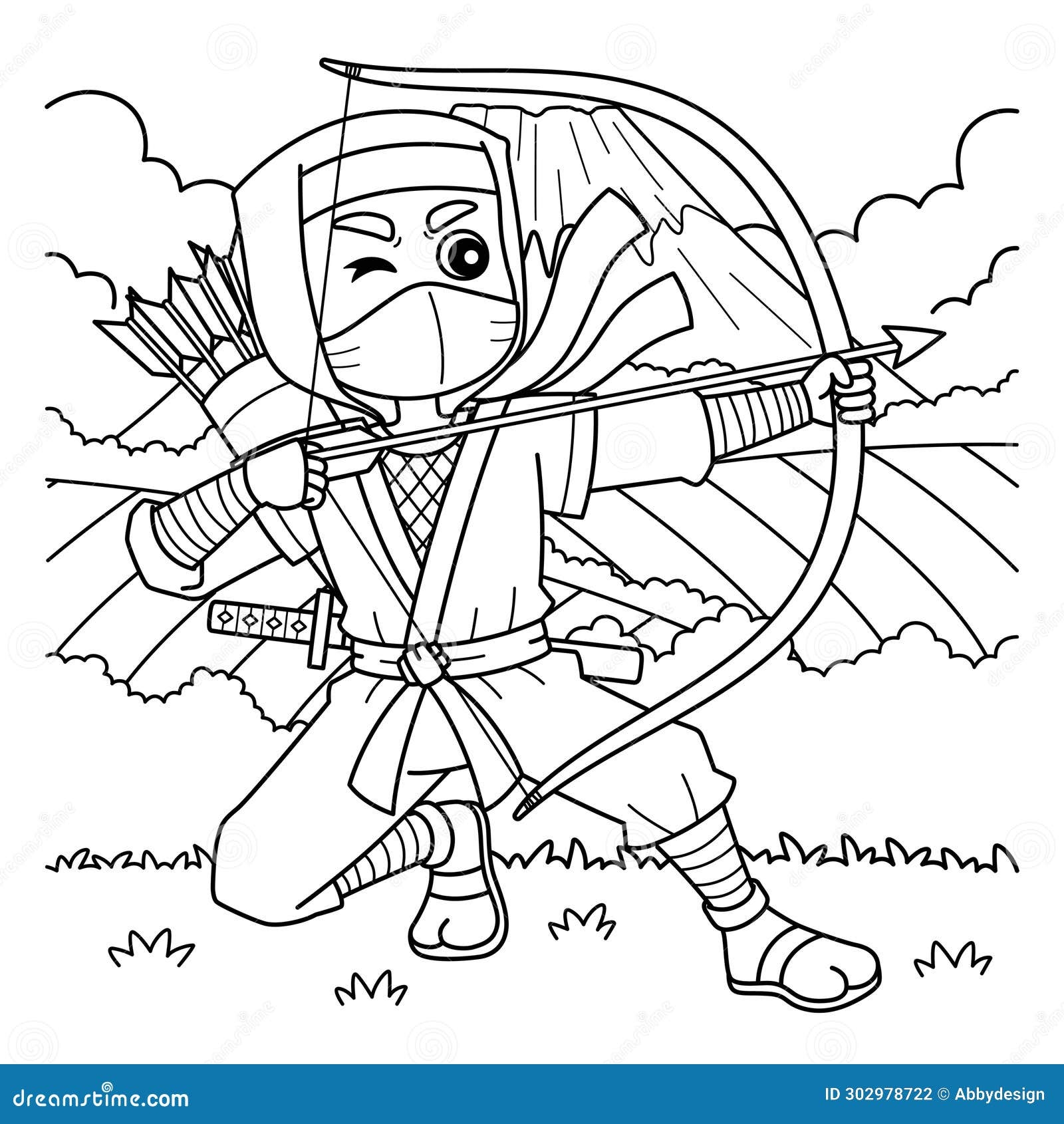 bow and arrow coloring page
