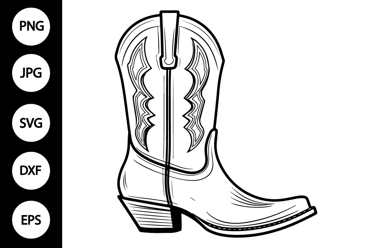 Outline Cowboy Boot SVG Coloring Page 3088873 