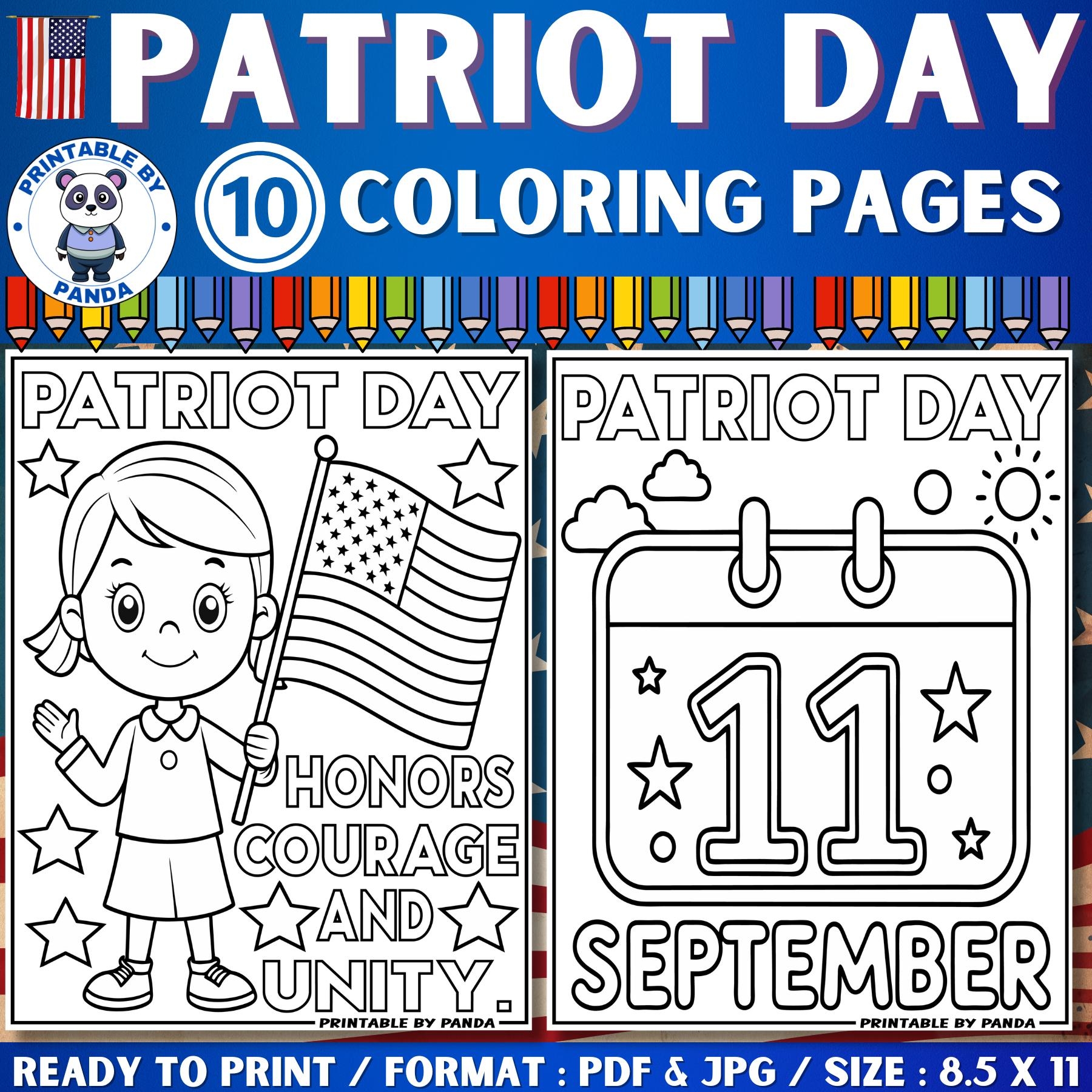 Patriot Day Coloring Pages September 11th Activities PDF JPG Etsy