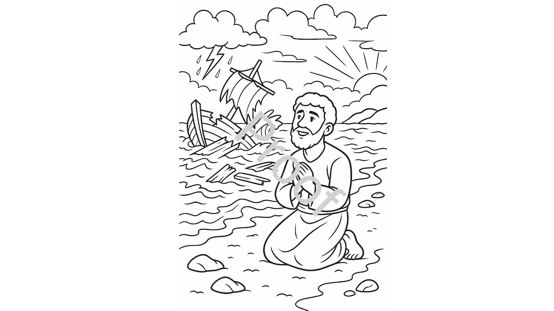 Paul And The Shipwreck Coloring Page