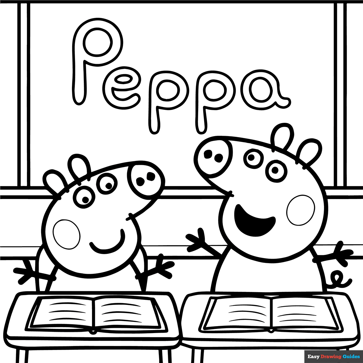 Peppa Pig And George At School Coloring Page Easy Drawing Guides Peppa Pig And George At School Coloring Page Easy Drawing Guides