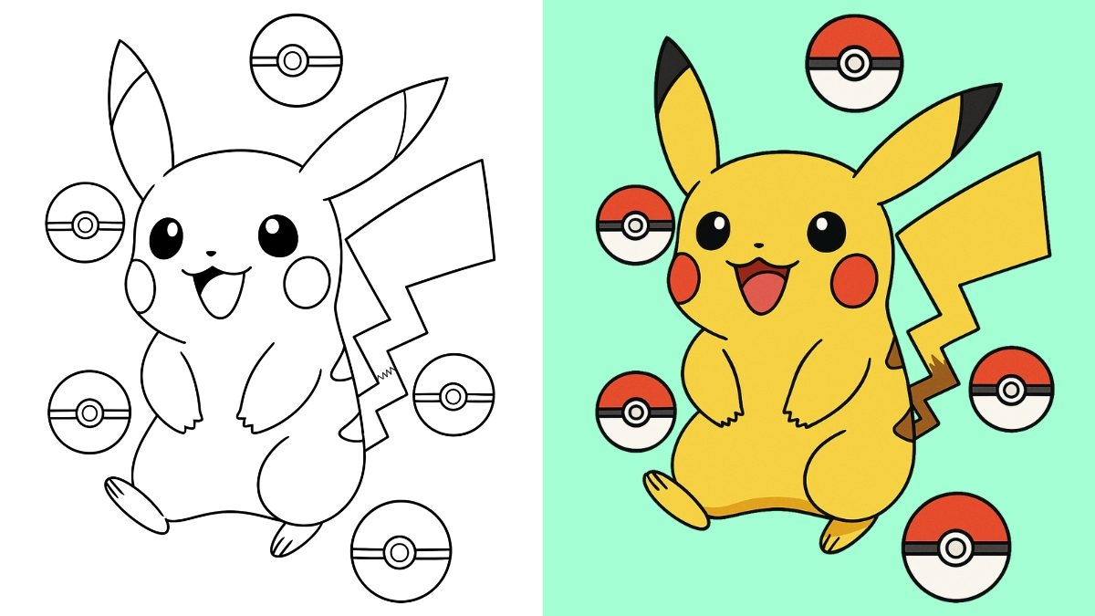 free pikachu colouring pages
