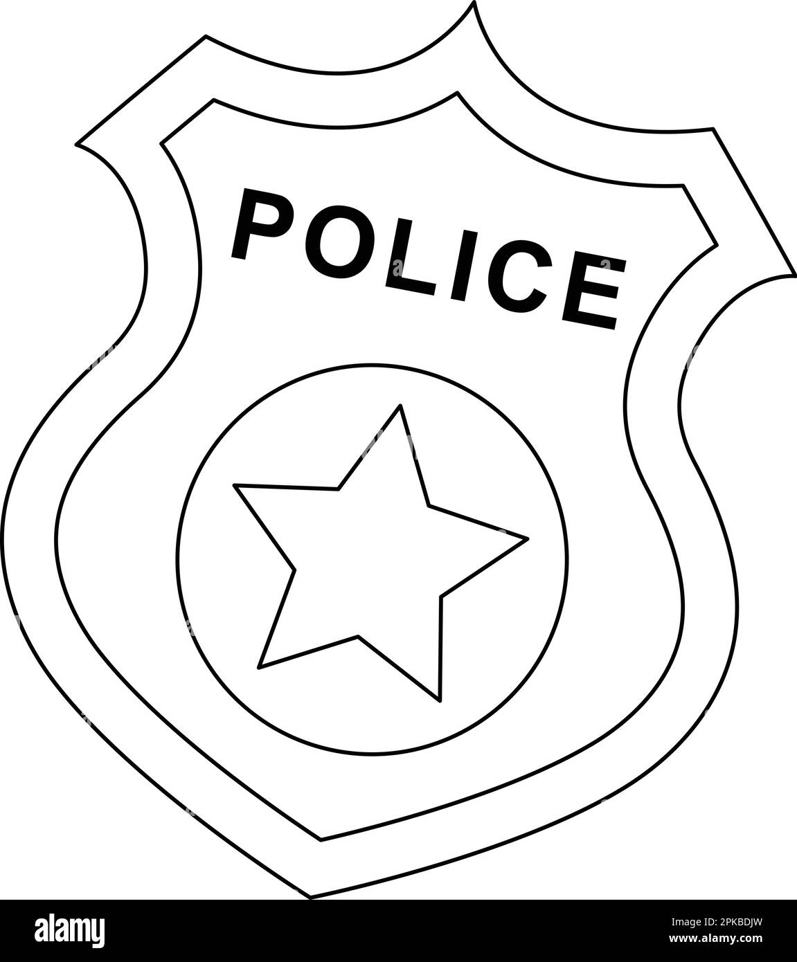 Police Badge Isolated Coloring Page For Kids Stock Vector Image Art Alamy