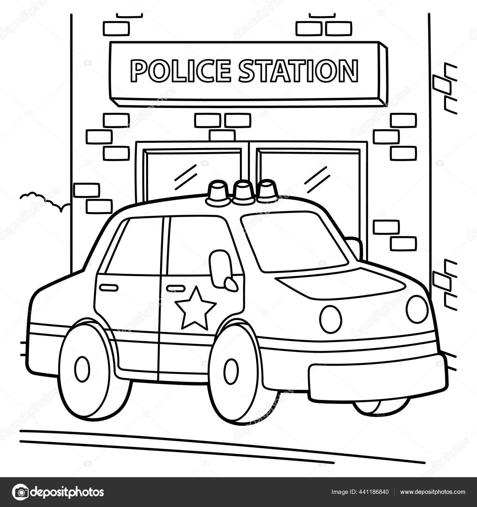 Police Car Coloring Page Stock Vector By abbydesign 441186840