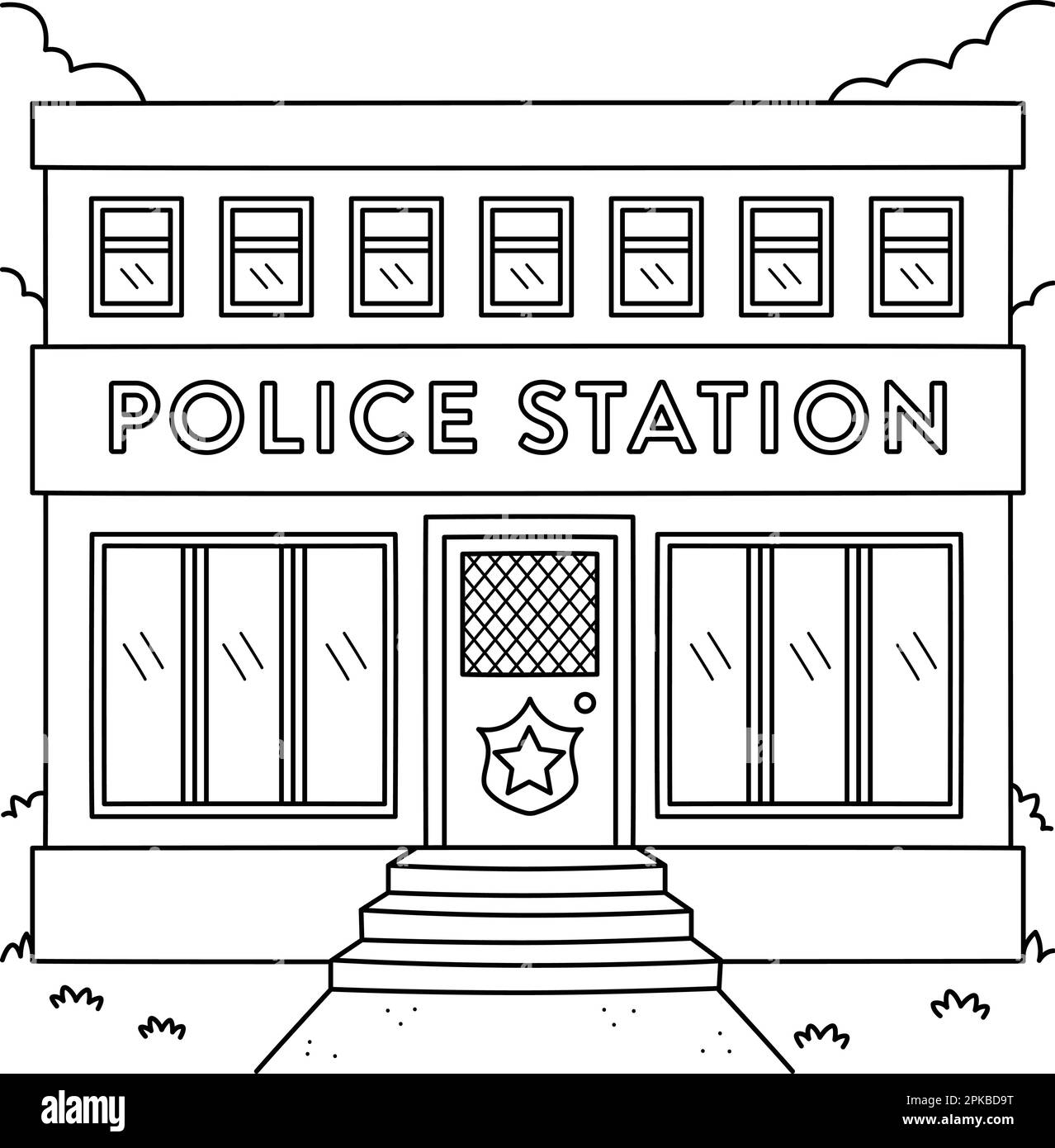 Police Station Coloring Page For Kids Stock Vector Image Art Alamy
