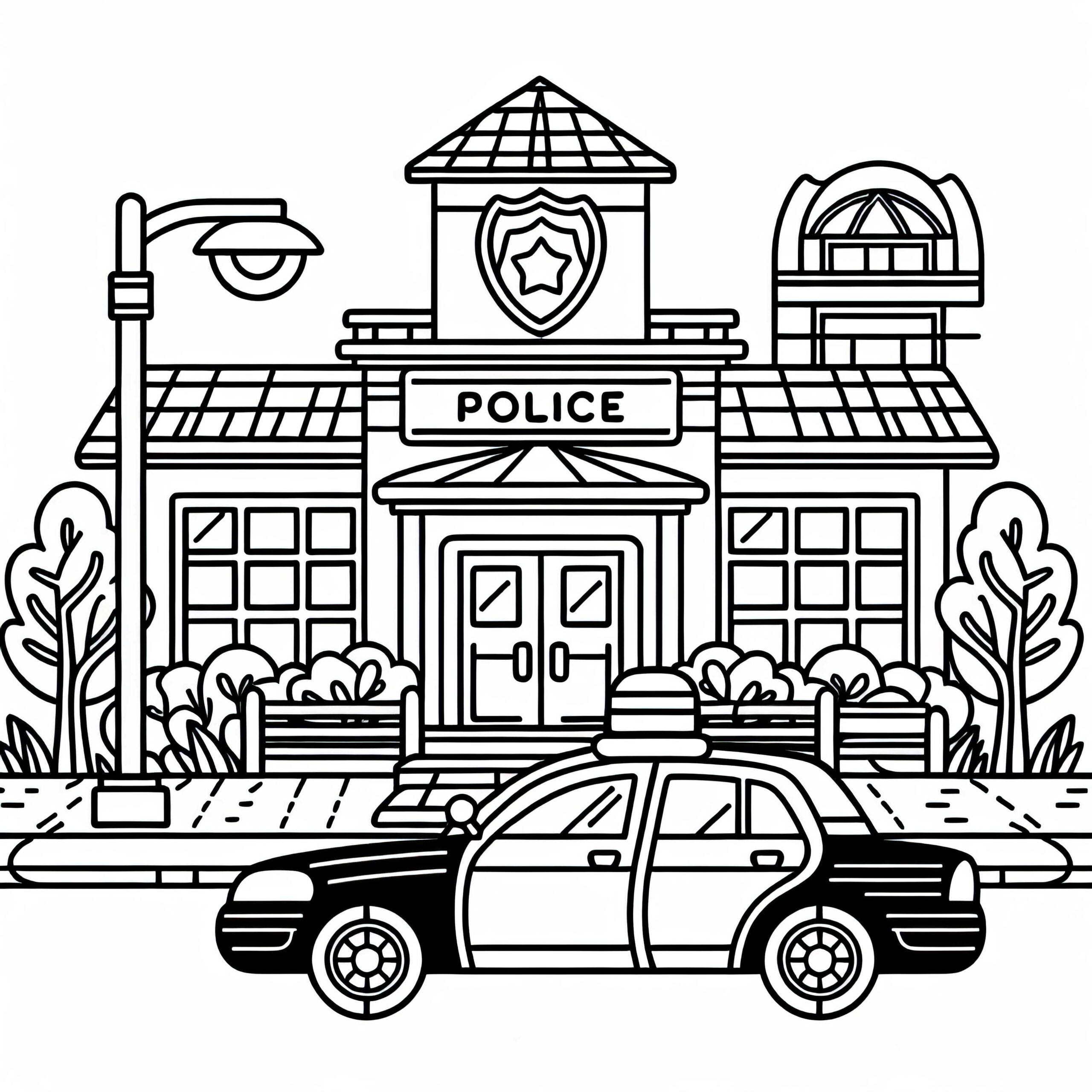 Police Station Coloring Page Free