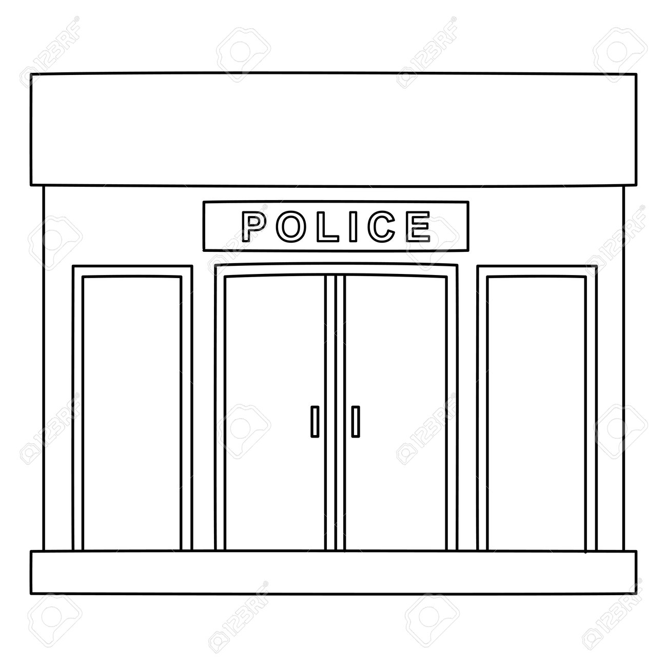 Police Station Isolated Coloring Page For Kids Royalty Free SVG Cliparts Vectors And Stock Illustration Image 201915717 