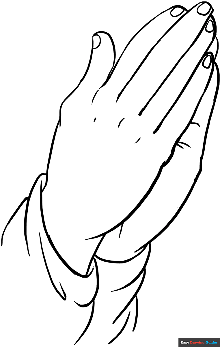 Praying Hands Coloring Page Easy Drawing Guides