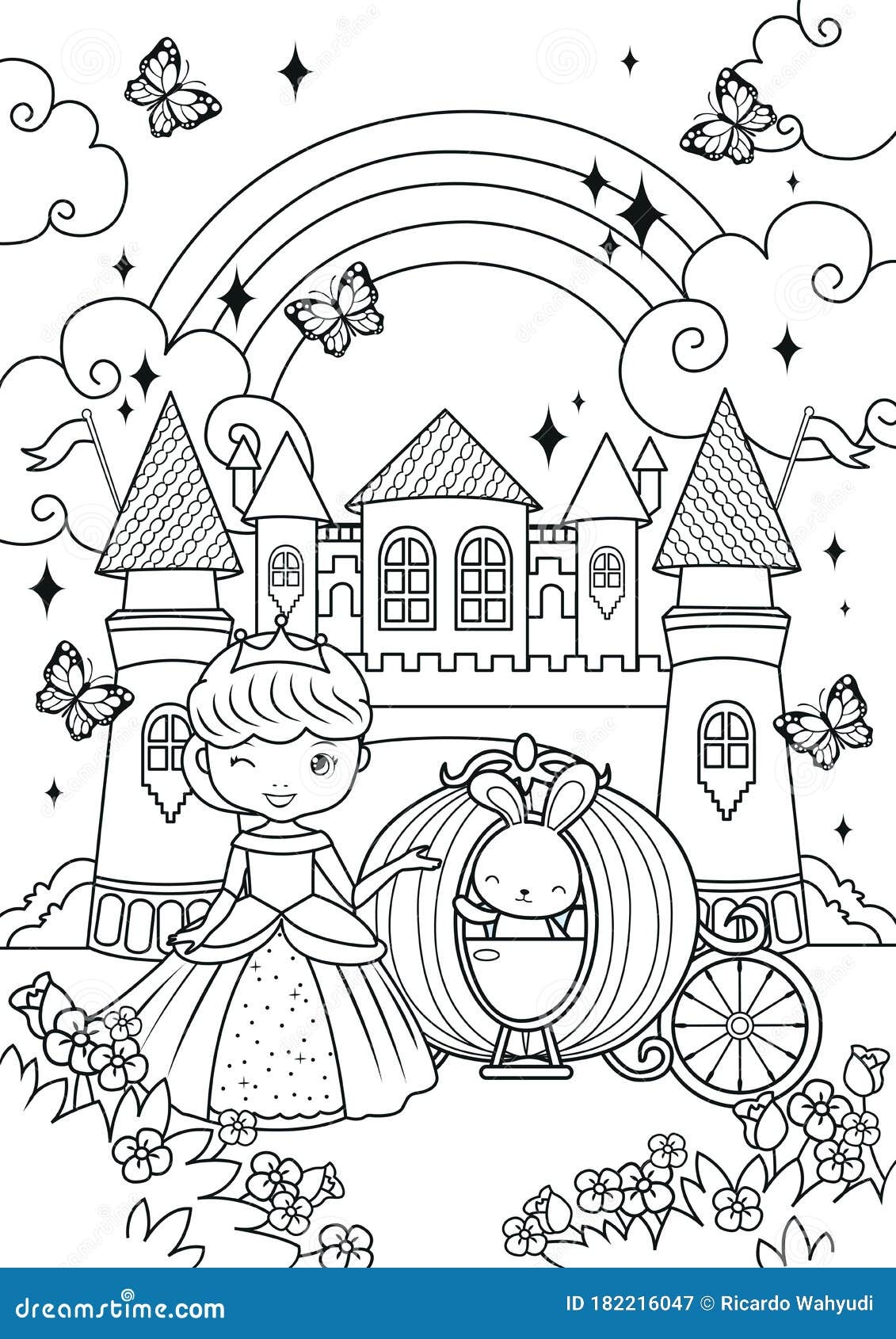 Princess In Castle Coloring Page