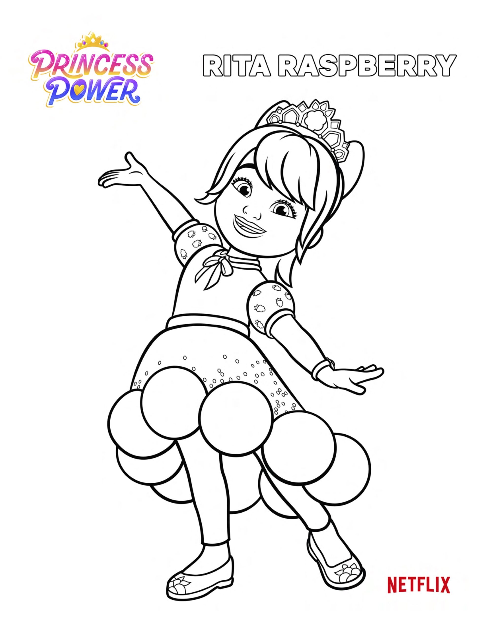 Princess Power Rita Raspberry Colouring Page