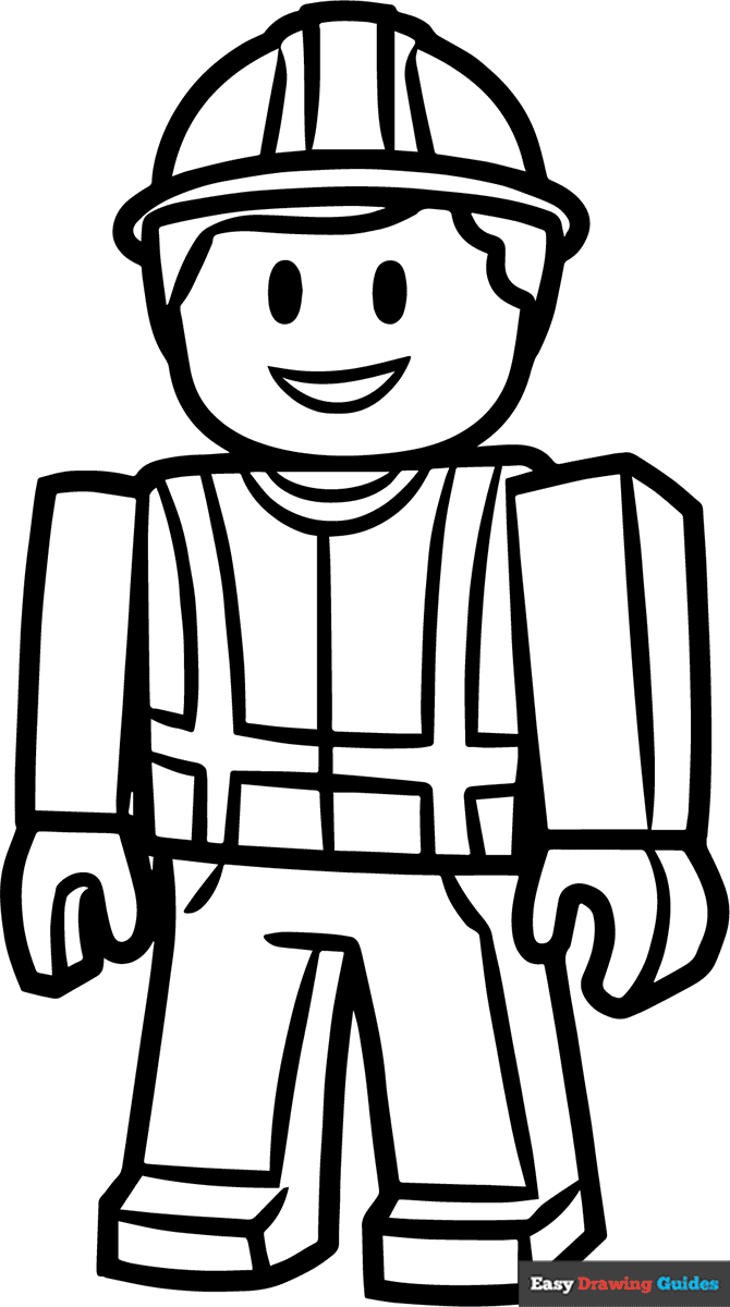 Roblox Construction Worker Coloring Page Easy Drawing Guides