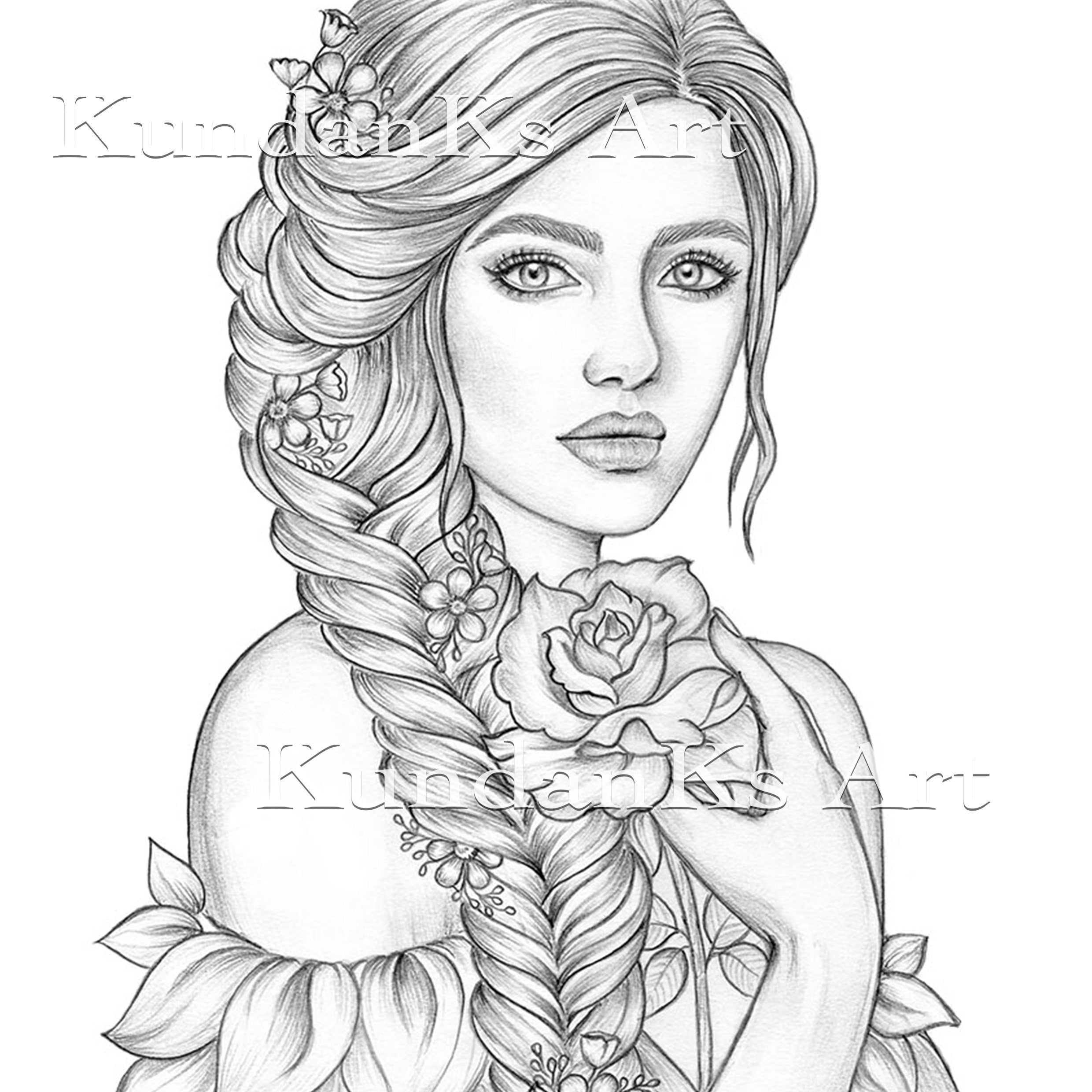 Rose Adult Coloring Pages Premium Coloring Pages line Art Grayscale Page instant Download A4 A3 Printable printable Coloring Page Etsy Australia