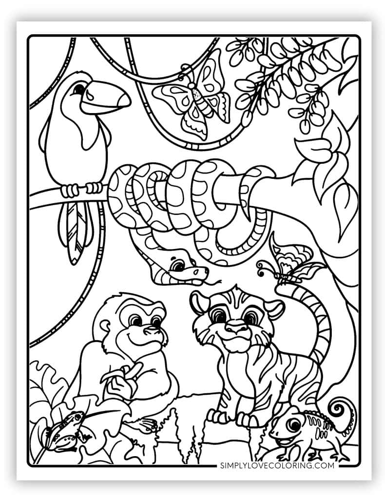jungle animal coloring pages