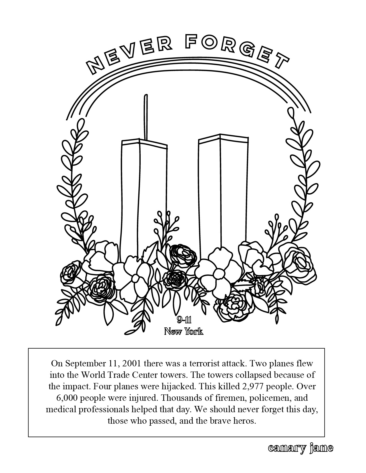 9 11 Coloring Sheet
