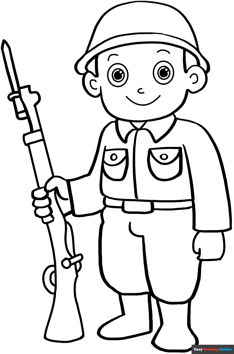 Soldier Coloring Page Easy Drawing Guides