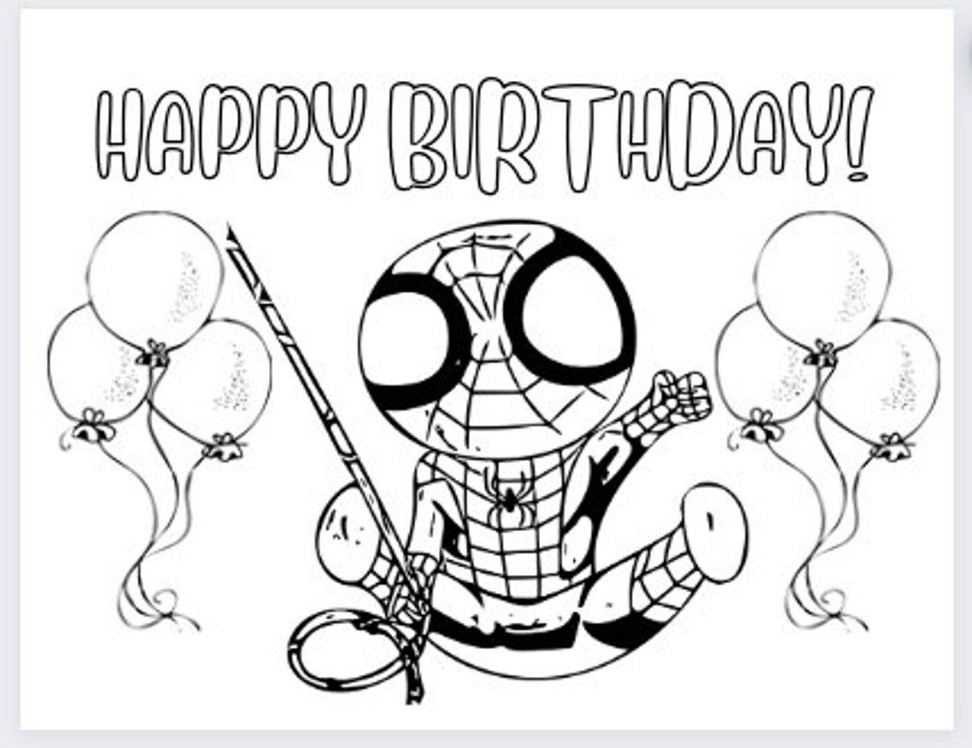 Spiderman Birthday Coloring Pages