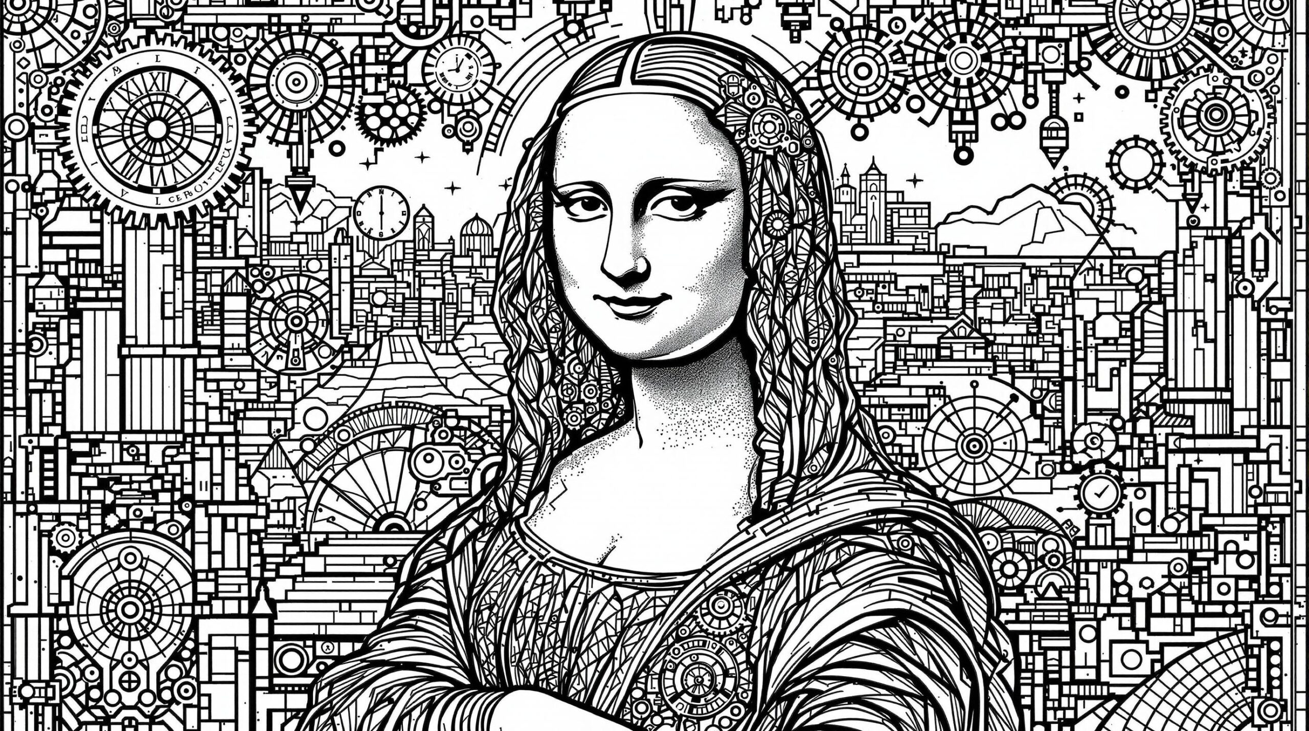 coloring pages mona lisa