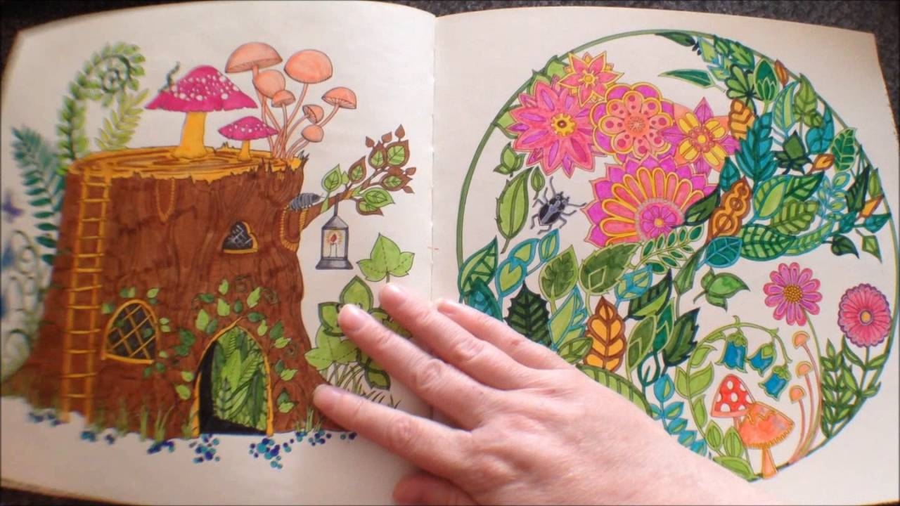 The Enchanted Forest By Johanna Basford Colouring Book Flipthrough With Coloured Pictures YouTube