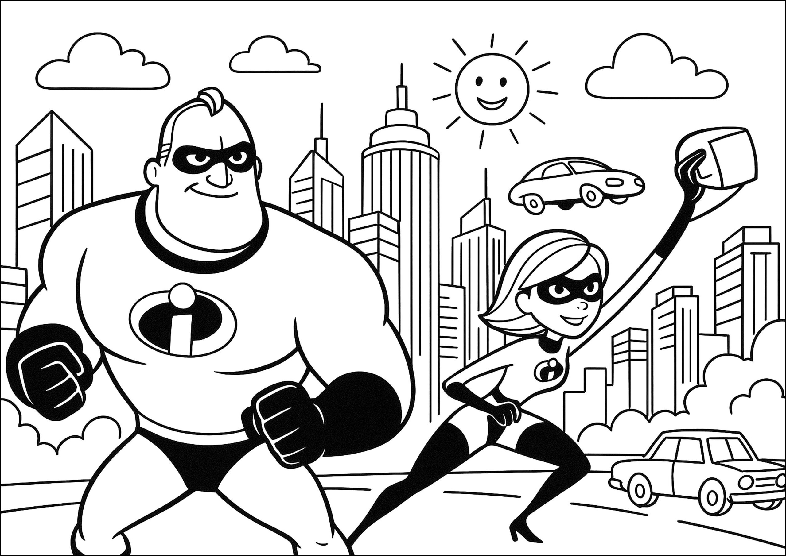 The Indestructible Parents The Incredibles Coloring Pages