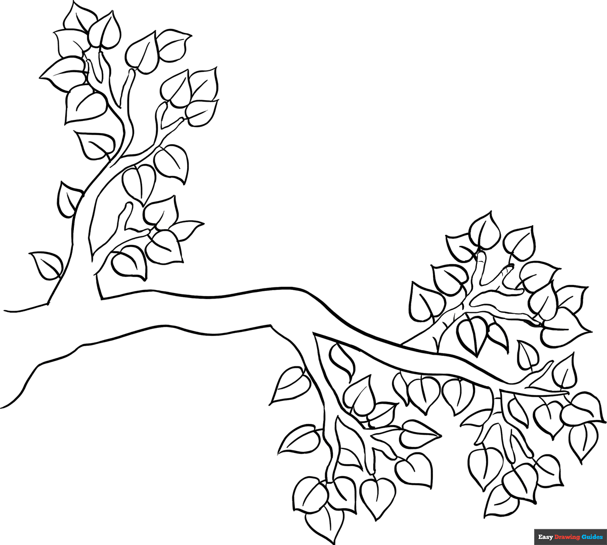 Tree Branch Coloring Page Easy Drawing Guides