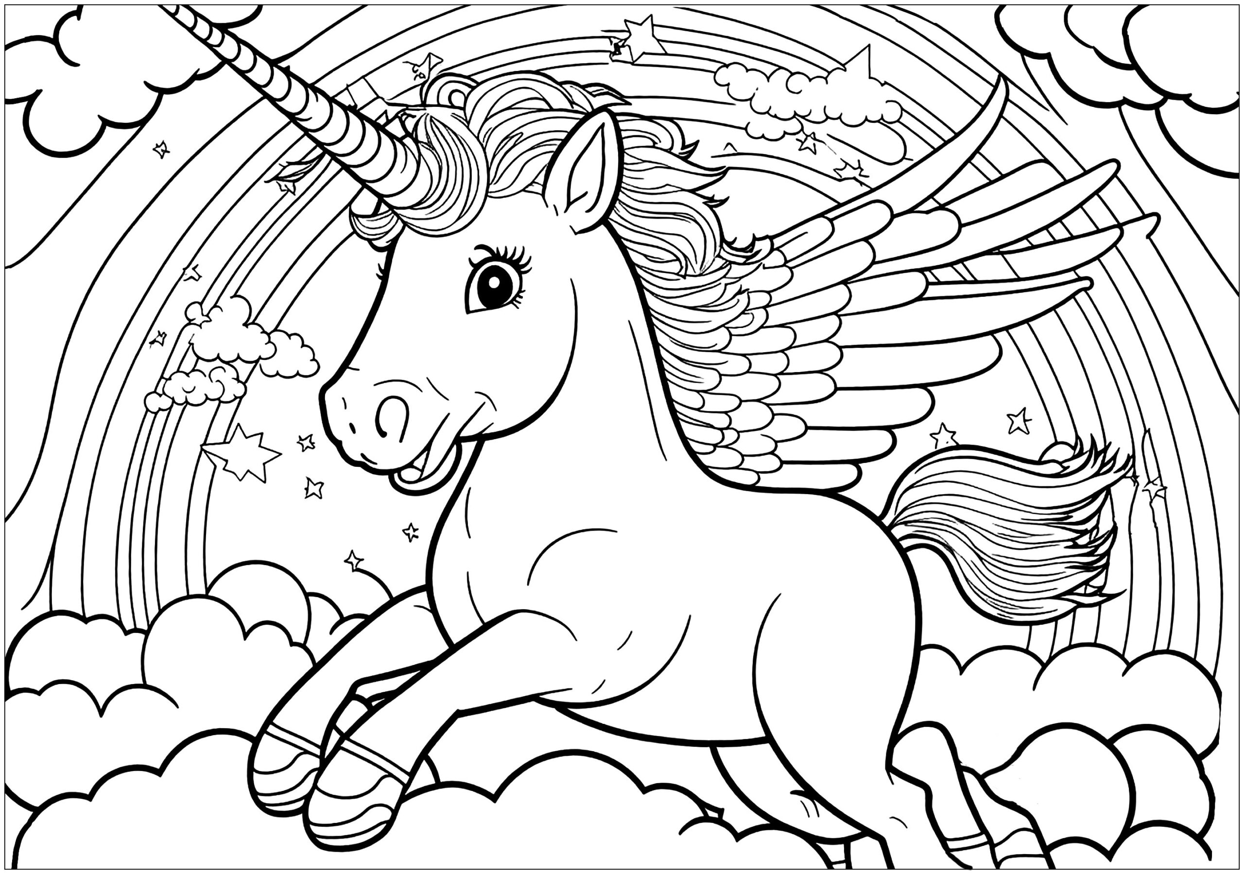 free unicorn coloring page