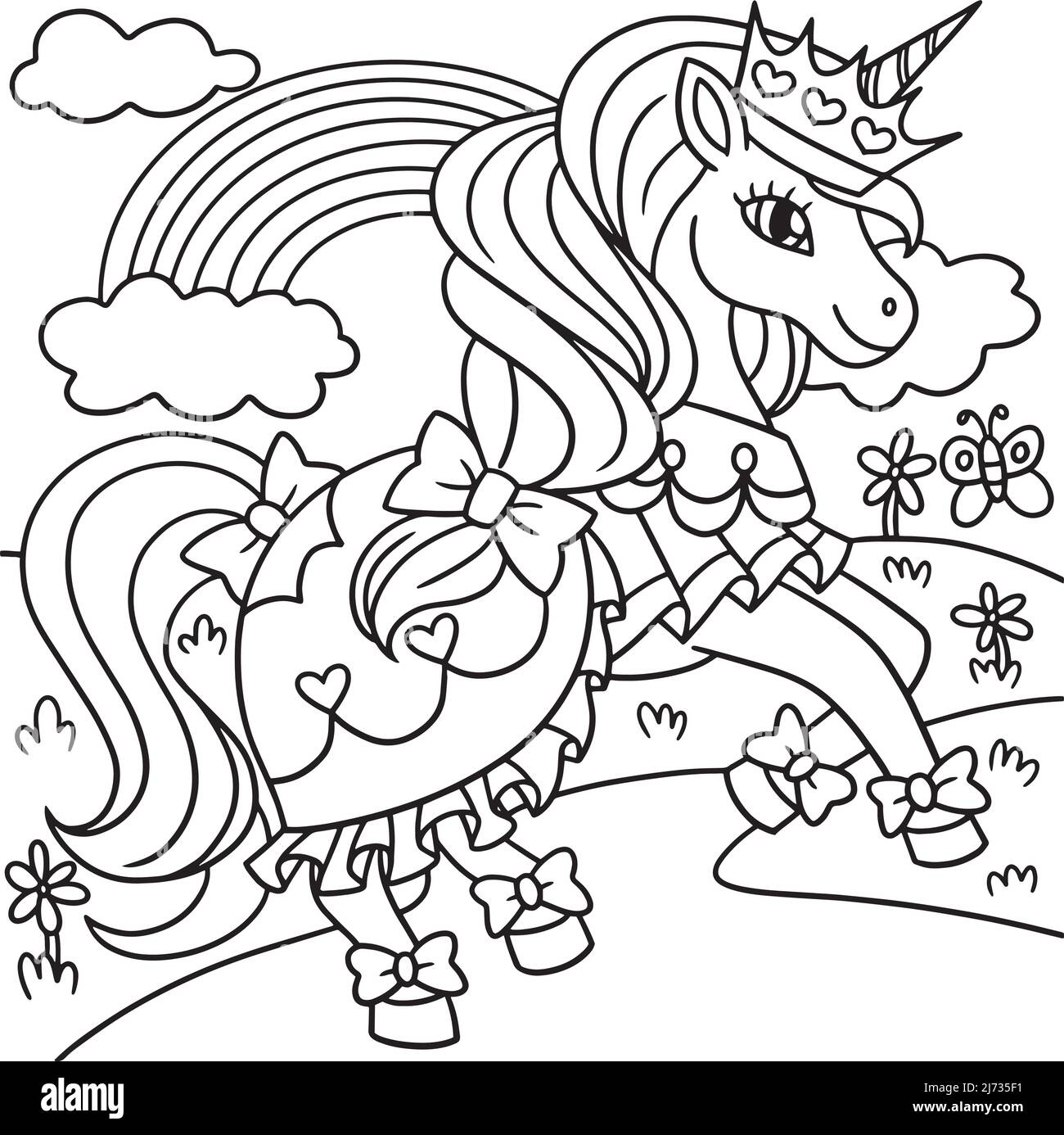 Unicorn Princess Coloring Page For Kids Stock Vector Image Art Alamy